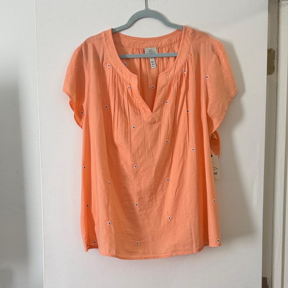 Women's Peach Embroidered Top